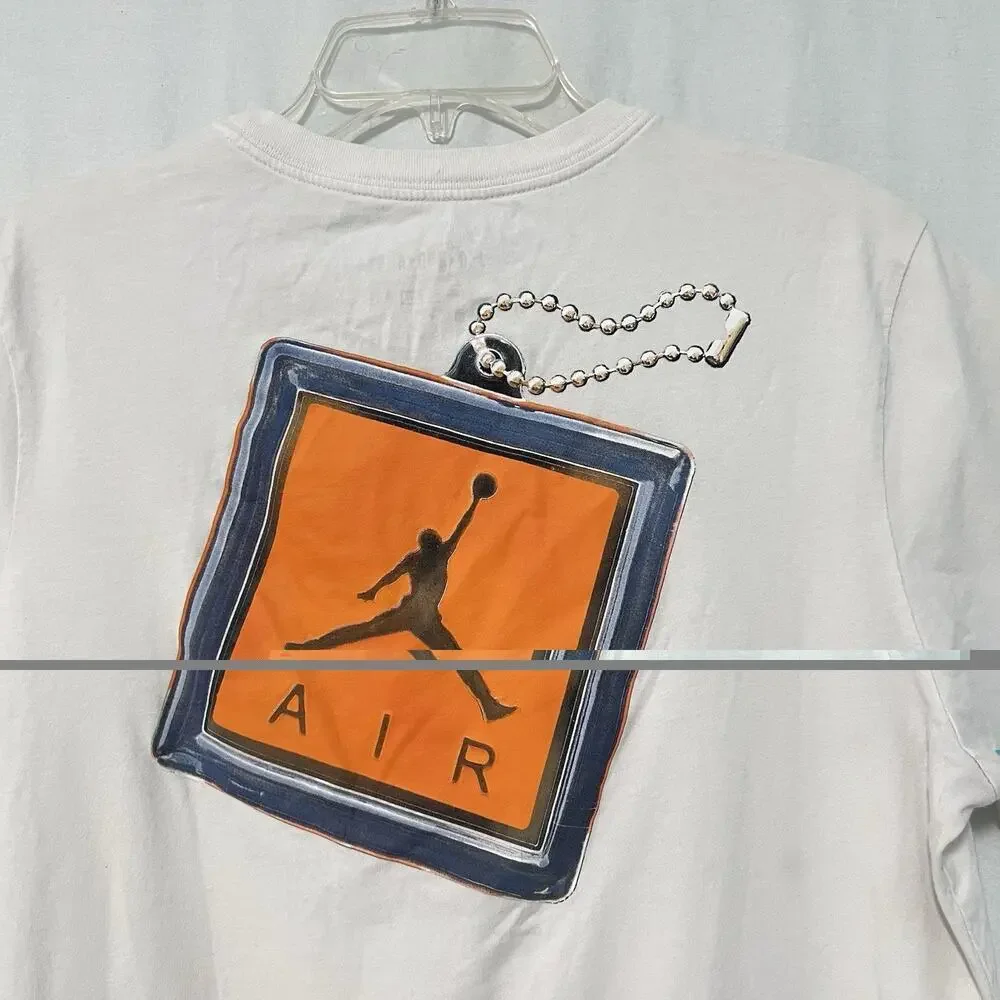 Air Jordan Keychain White Crew Tee Shirt Men L Retired Cotton